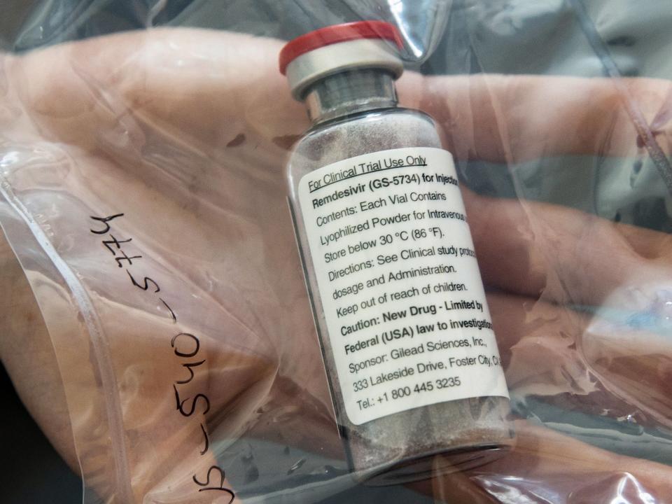 One vial of the drug Remdesivir which has now received FDA approval (POOL/AFP via Getty Images)