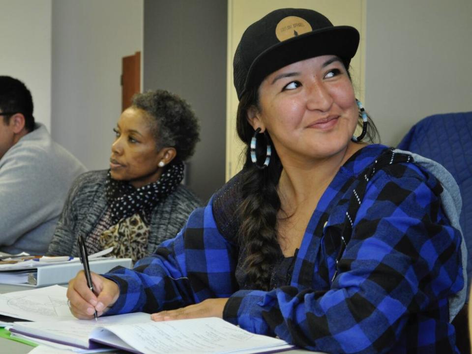 Bobbi Rose Koe in a file photo. Koe was presented with the 2021 Canadian River Heritage Award on Monday for preserving and promoting Teetl'it Gwich'in traditional ties to the Peel River watershed. (Avery Zingel/CBC - image credit)