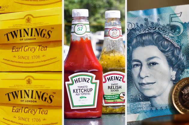 Twinings and Heinz are just two of hundreds of brands who will have to change their branding after the Queen's death (Photo: Getty/PA)