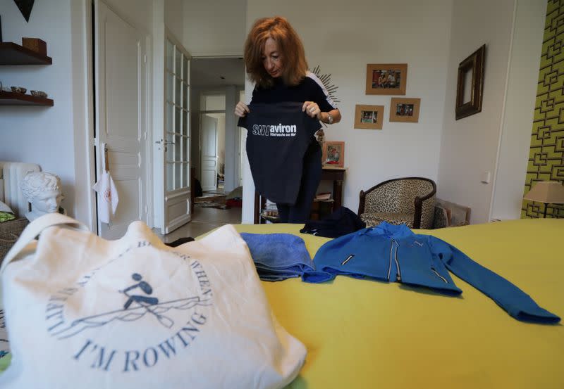 Joelle Svetchine, the president of the rowing team of Villefranche-sur-Mer on the French Riviera, poses in Nice