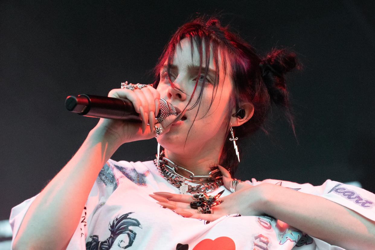 REDMOND, WASHINGTON - JUNE 02: Singer/songwriter Billie Eilish performs on stage at Marymoor Park on June 02, 2019 in Redmond, Washington. (Photo by Jim Bennett/Getty Images)