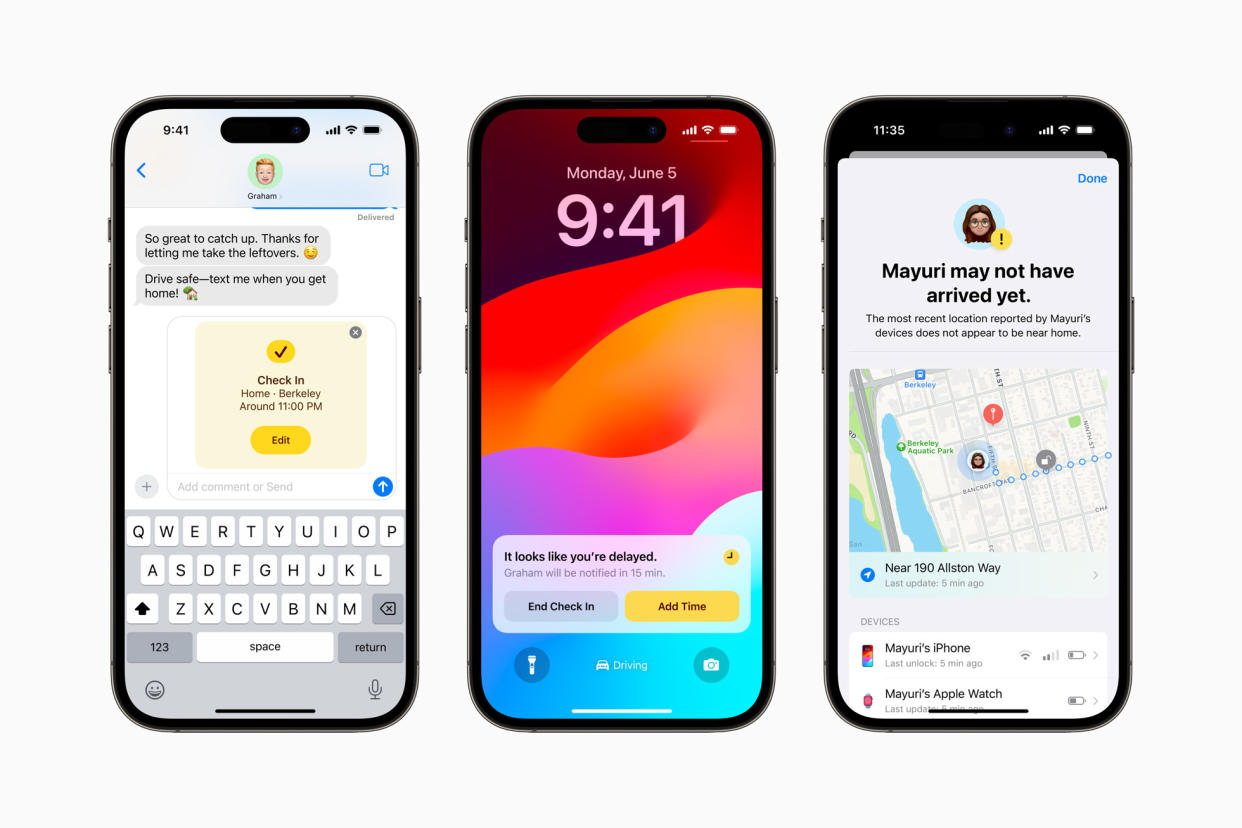 Apple's Check In is an easier way to let people know you're on your way or arrived at a destination, without having to call them up. (Image: Apple)