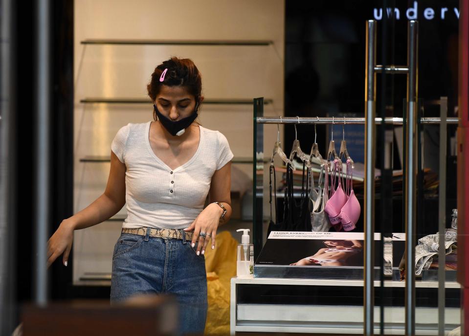 NEW DELHI, INDIA - JUNE 8: A visitor seen inside Select Citywalk mall after it reopened for the first time since the nationwide lockdown was imposed to curb the spread of coronavirus at Saket on June 8, 2020 in New Delhi, India. (Photo by Biplov Bhuyan/Hindustan Times via Getty Images)