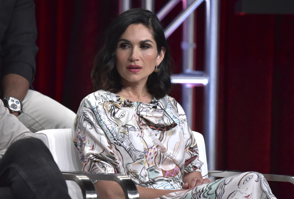 FILE - In this Friday, July 26, 2019, file photo, Lela Loren participates in the Starz "Power" panel at the Television Critics Association Summer Press Tour in Beverly Hills, Calif. The series that has turned into a ratings juggernaut and already sparked plans for spinoffs begins airing its final season on Sunday, Aug. 25. (Photo by Richard Shotwell/Invision/AP, File)
