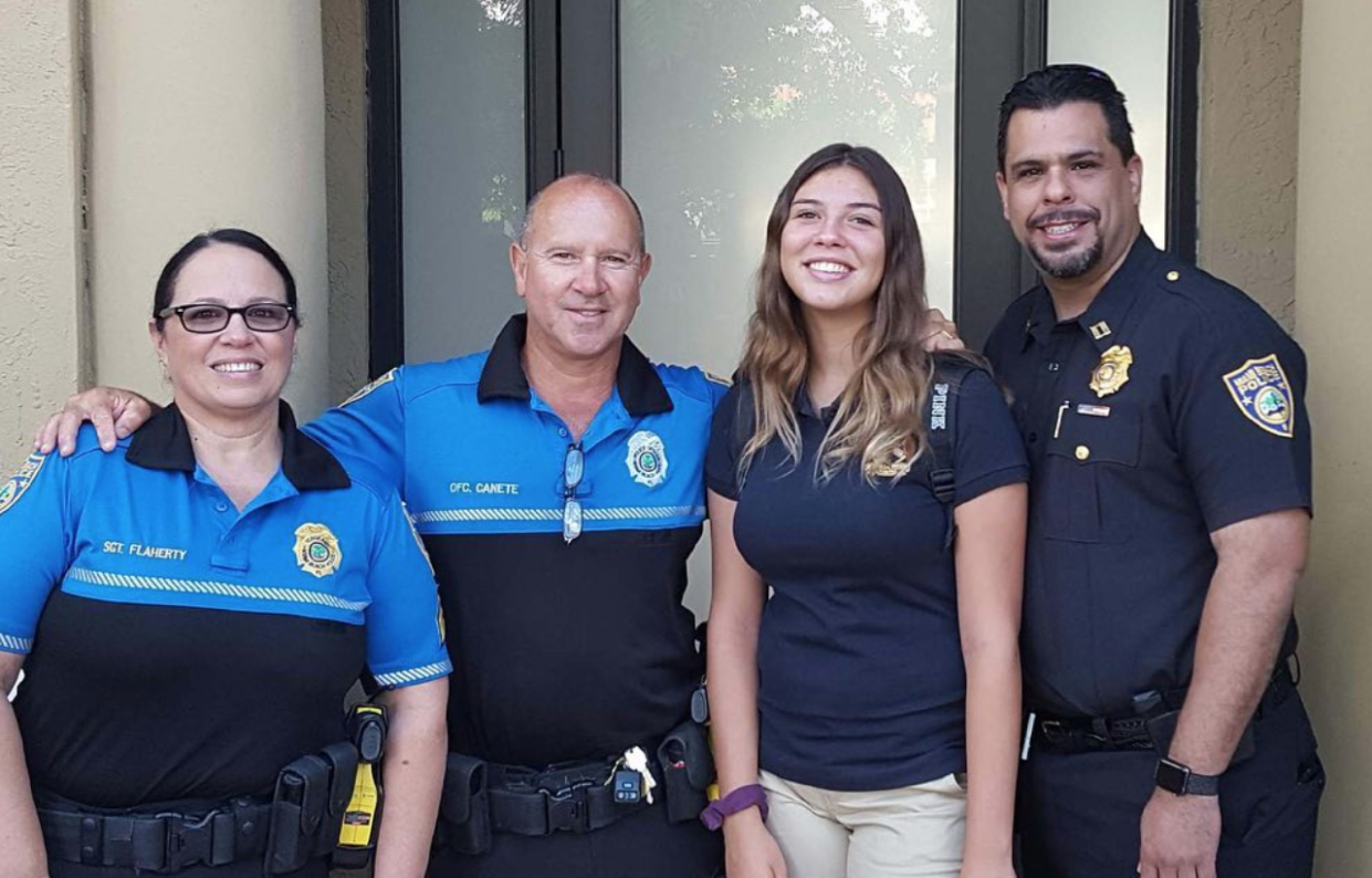 Officers with the Miami Beach Police Department escorted an eighth-grader to her first day of school in place of her late father, who passed away last year. (Photo: Facebook)