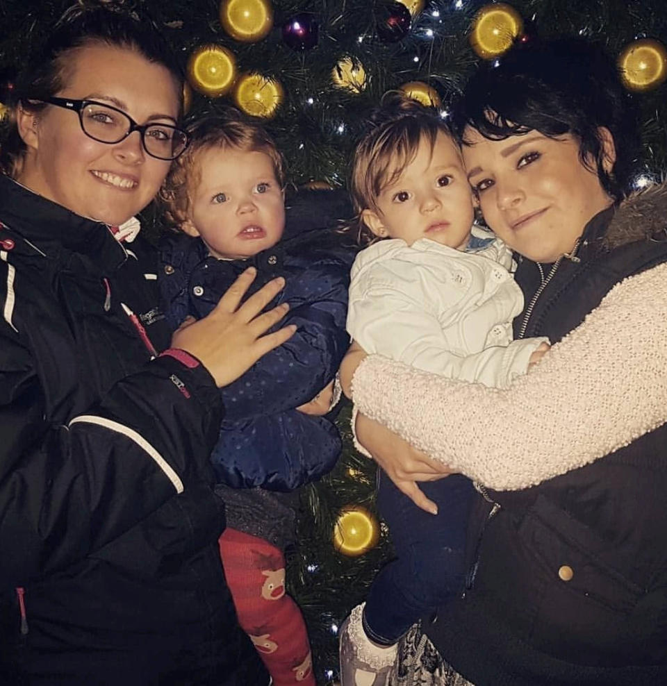 Sophie Thomson, 31, with Nancie, and Phoebe Rose, 28, holding. Nellie [Photo: SWNS]