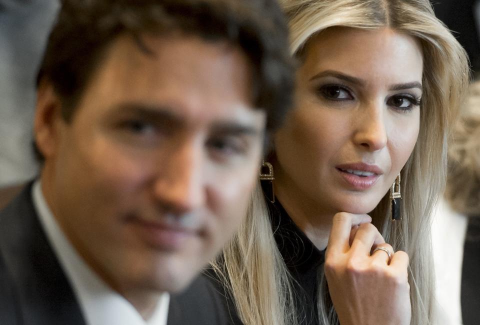 Ivanka Trump participating in a roundtable discussion with world leaders in the Cabinet Room of the White House. (Photo: Getty Images)