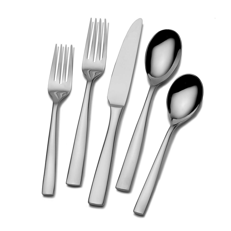 Update your old flatware for a sleek and modern 20-piece set from Mikasa—currently on sale for only $27 (was $120). (Photo: Amazon)