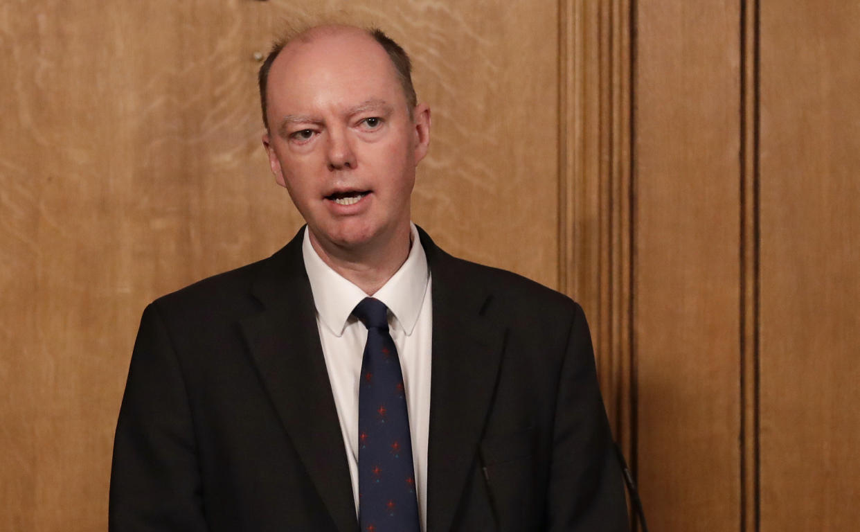 Prof Chris Whitty issues warnings about Christmas during a Downing Street press conference on Wednesday. (Matt Dunham/PA)