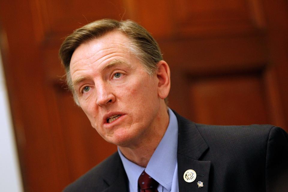 Rep. Paul Gosar speaks at a news conference.