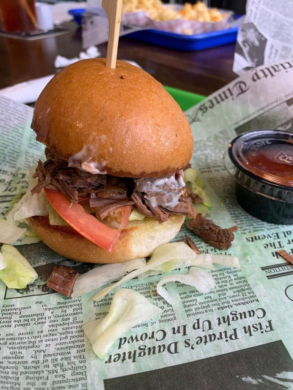 On a recent visit, we opted to try the mom's brisket at Big Daddy J's 5 Great Things Watering Station and Restaurant on a slider.