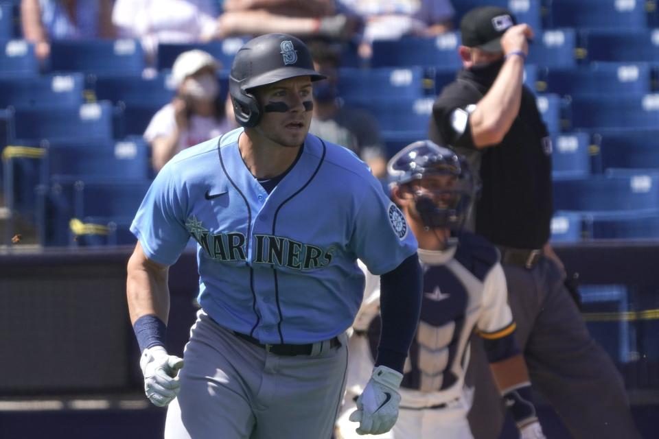 The Mariners' Jarred Kelenic hit .300 with two home runs and a .440 on-base percentage in 25 plate appearances this spring.