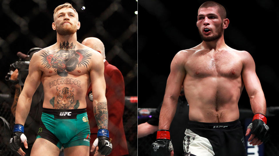 Fight fans can’t wait to see Conor McGregor go up against Khabib Nurmagomedov in October. Pic: Getty