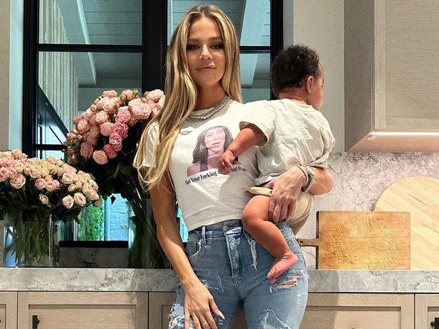 <p>Khloe Kardashian Instagram</p> Khloé Kardashian and son Tatum