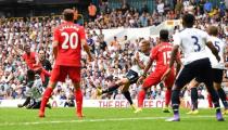 Football Soccer Britain - Tottenham Hotspur v Liverpool - Premier League - White Hart Lane - 27/8/16 Liverpool's Georginio Wijnaldum has his shot blocked by Tottenham's Toby Alderweireld Reuters / Dylan Martinez Livepic