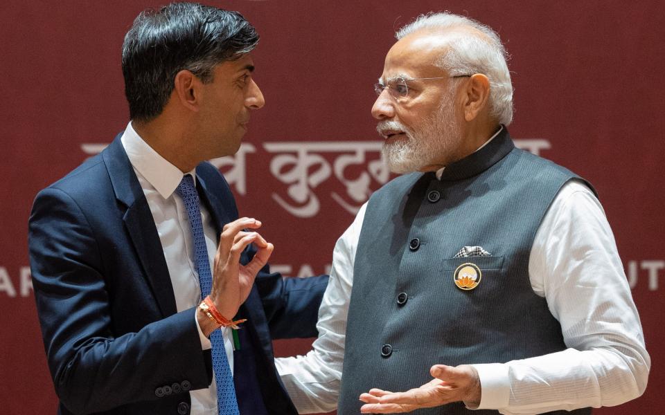 The Prime Minister Rishi Sunak holds a bilateral meeting with the Prime Minister of India Narendra Modi