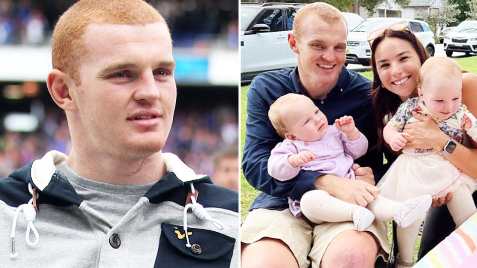 Alex McKinnon and wife Teigan Power, pictured here with their daughters.