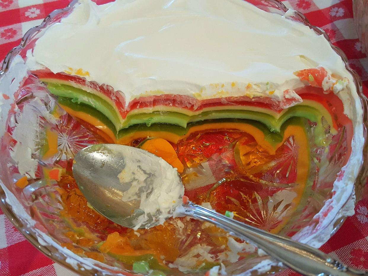 Layered Jello Salad at Picnic