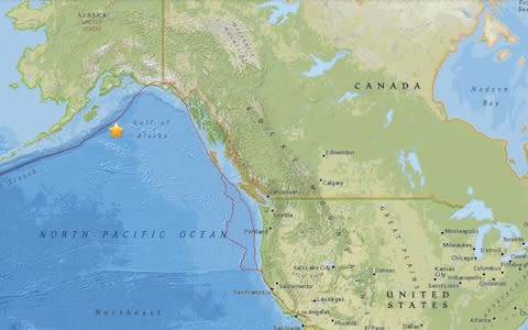 The earthquake hit south east of Kodiak, Alaska - Credit: US Geological Survey 