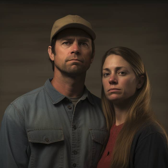 photo of a man and woman with staring expressions