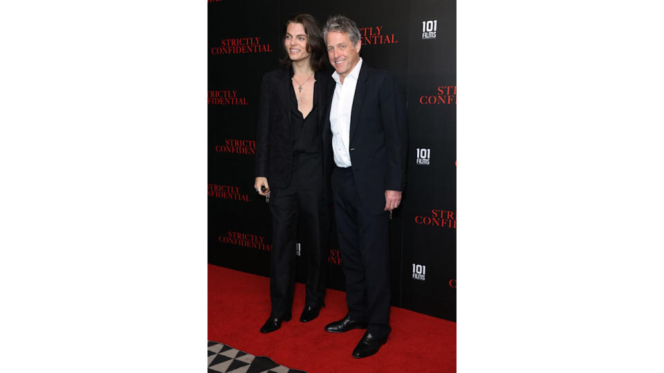 Damian Hurley and Hugh Grant on the red carpet