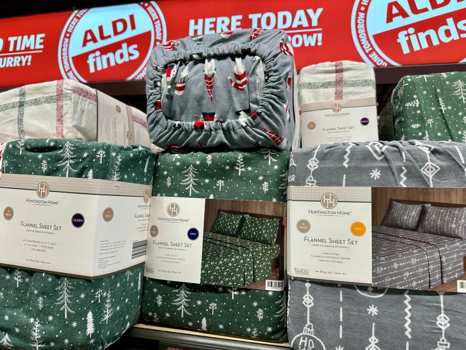 holiday themed bed linens on sale at aldi