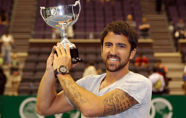 Europe emerges victorious at Clash of Continents 2012. Janko Tipsarevic seen here with his tournament trophy. (Photo courtesy of Clash of Continents/Ron Angle)