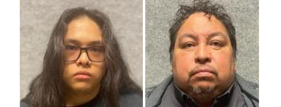 San Antonio police released photos of Christopher Precaido, left, and Ramon Precaido, arrested in connection with the shooting deaths of Savanah Nicole Soto and Matthew Guerra. / Credit: San Antonio Police Department