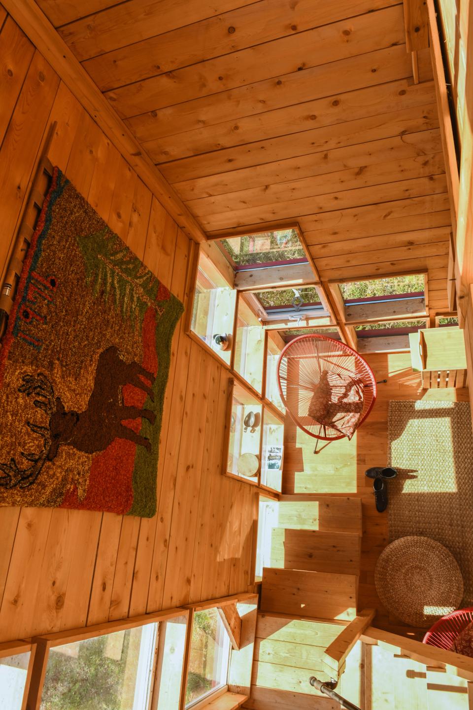 An aerial shot inside the tiny home