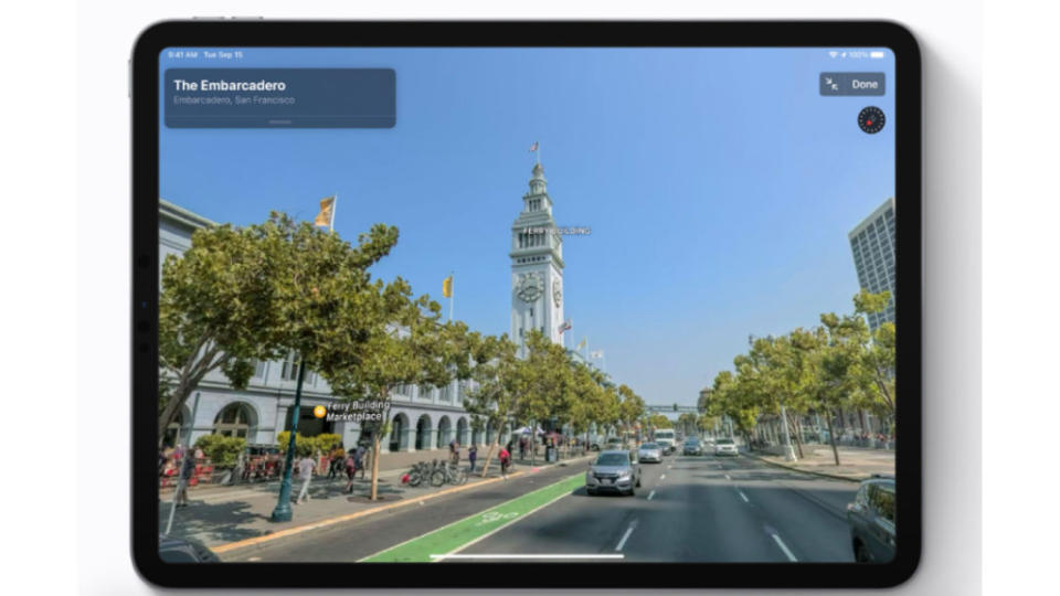 蘋果的地圖當中有Look Around功能，就是Google當中的街景模式，只不過畫質更好一些。（圖片來源/ 蘋果）
