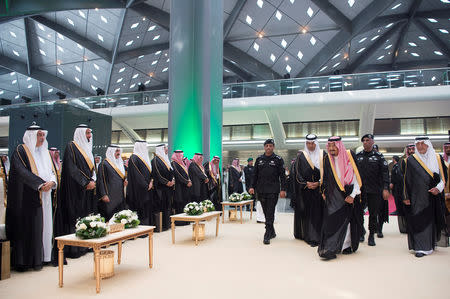 Saudi Arabia's King Salman bin Abdulaziz Al Saud attends the inauguration of the Haramain Railway connecting Mecca and Medina with the Red Sea coastal city of Jeddah, Saudi Arabia September 25, 2018. Bandar Algaloud/Courtesy of Saudi Royal Court/Handout via REUTERS