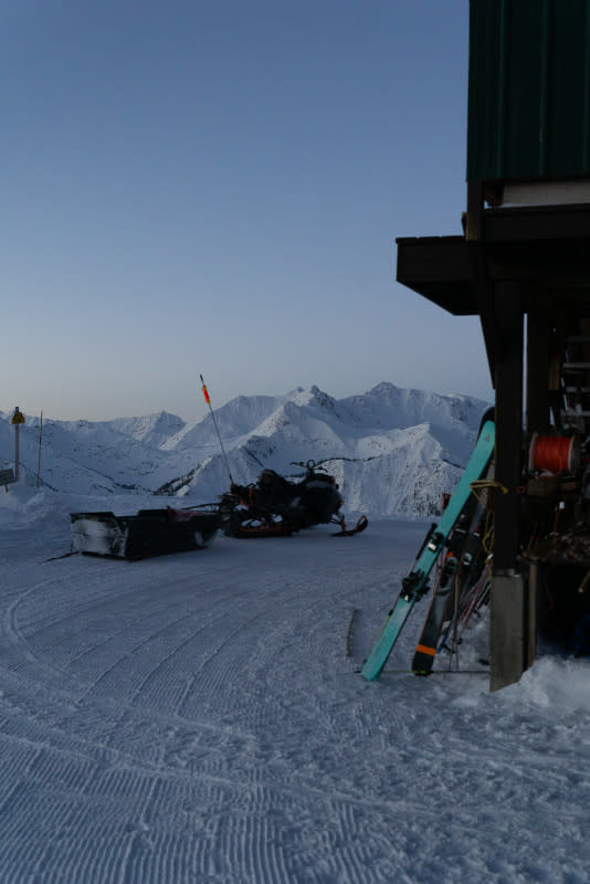 Early mornings outside a ski patrol hut at Kicking Horse Mountain Resort.<p>Photo: Ian Greenwood</p>