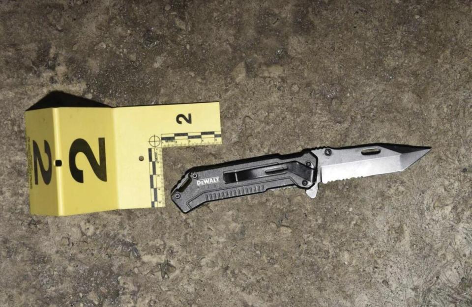 This folding knife was recovered from the scene where Yacin Osman was killed. ASIRT found that Osman was shot after he attacked an undercover police officer. 