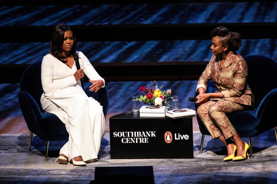 Michelle Obama speaking at London’s Southbank Centre (Photo: Getty)