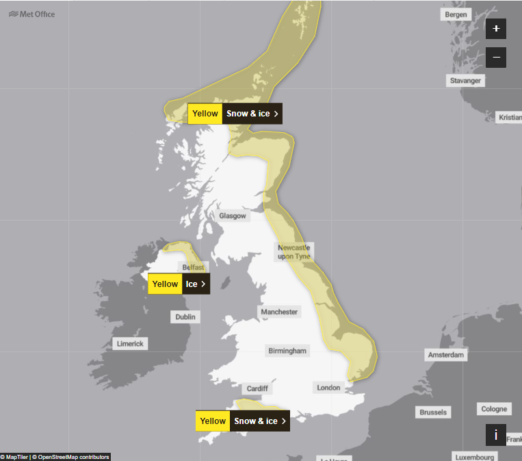 The Met Office have issued a warning for snow and ice (The Met Office)