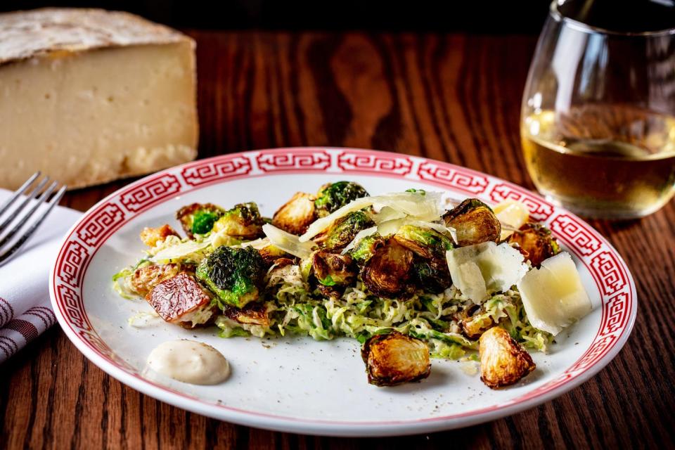 Almond's Flavor lunch menu includes such selections as a hot-and-cold Brussels sprouts salad.