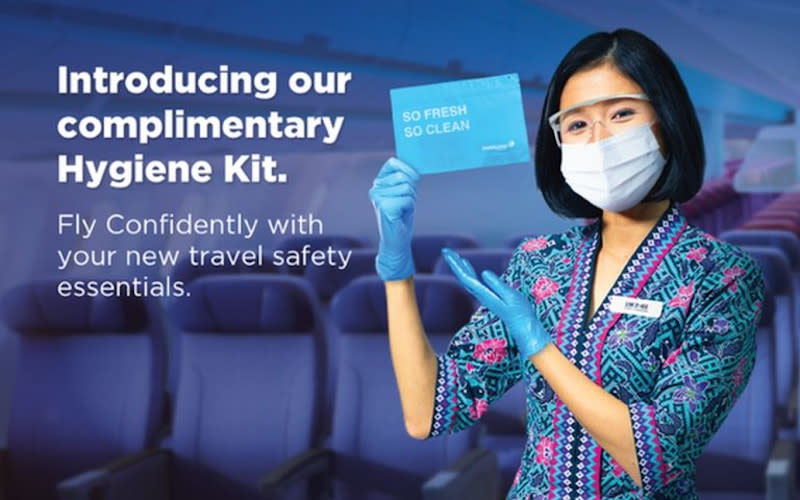 According to the national flag carrier, the kits are the latest addition to its Fly Confidently series of health and safety measures. — SoyaCincau pic