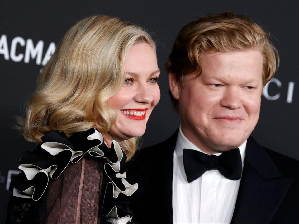 Kirsten Dunst and Jesse Plemons arrive for the 10th annual LACMA Art+Film Gala at the Los Angeles County Museum of Art  on 6 November 2021 (MICHAEL TRAN/AFP via Getty Images)