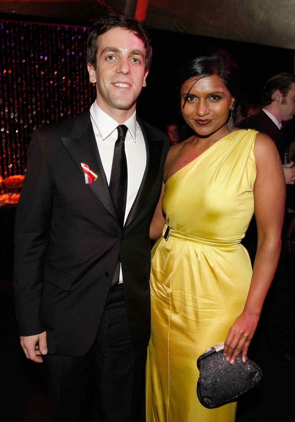 B.J. Novak (L) and actress Mindy Kaling attend the NBC Universal and Focus Features' Golden Globes after party sponsored by Cartier at Beverly Hilton Hotel on January 17, 2010 in Beverly Hills, California