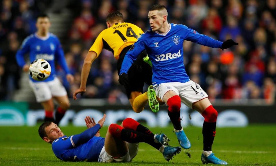 Ryan Kent, right, in action here against Young Boys, cost Rangers £7m.