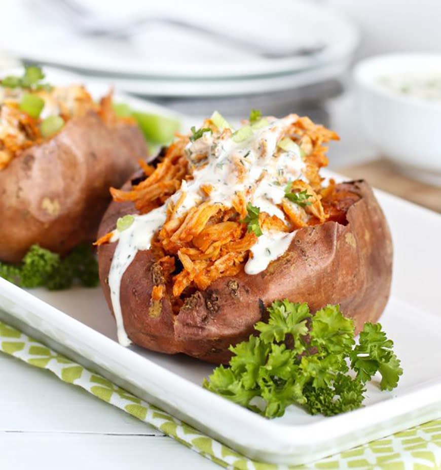 Buffalo Chicken-Stuffed Sweet Potatoes from The Real Food Dietitians