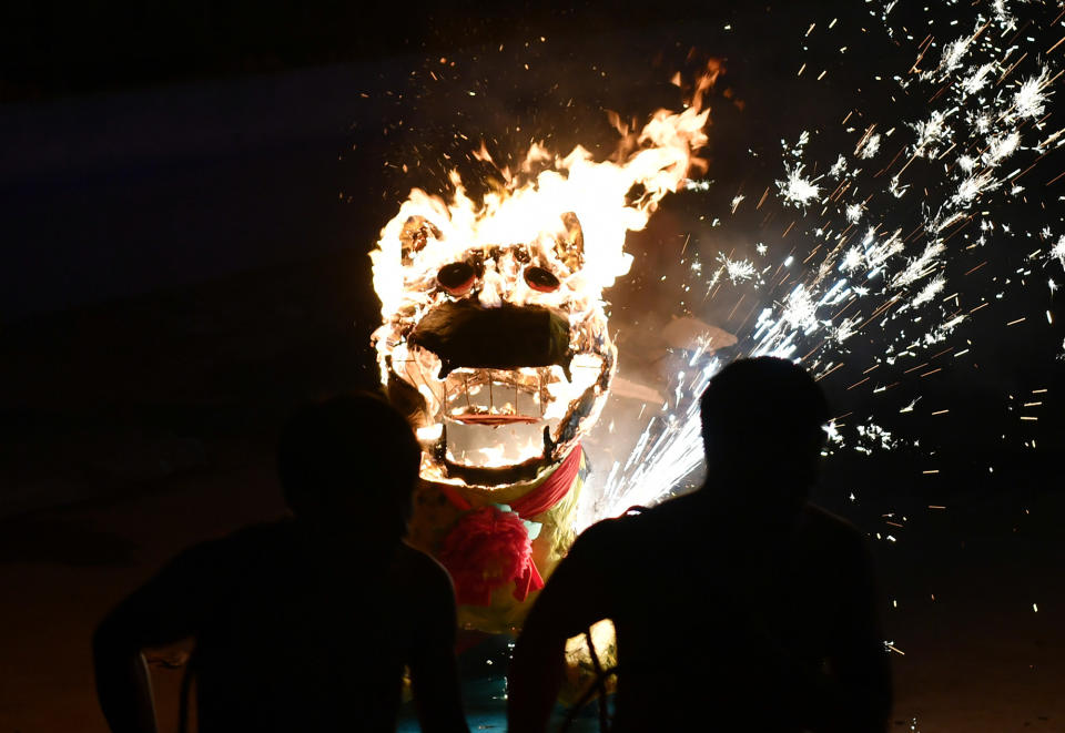 Villagers celebrate the Lantern Festival at Nanzhangjing in Shijiazhuang, Hebei province of China, on Feb. 5, 2023.