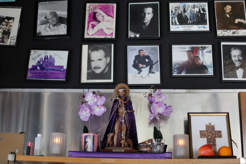 Photos of customers in the entertainment industry line the walls at Mambos Cuban restaurant, which is being forced to close, after 32 years, by the global outbreak of coronavirus disease (COVID-19) in Glendale