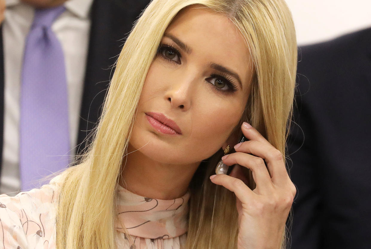 Advisor to the US President Ivanka Trump takes part in an event on the theme "Promoting the place of women at work" on the sidelines of the G20 Summit in Osaka on June 29, 2019. (Photo by Dominique JACOVIDES / POOL / AFP)        (Photo credit should read DOMINIQUE JACOVIDES/AFP/Getty Images)