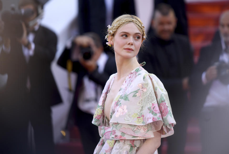 Jury member Elle Fanning poses for photographers upon arrival at the premiere of the film 'Les Miserables' at the 72nd international film festival, Cannes, southern France, Wednesday, May 15, 2019. (Photo by Arthur Mola/Invision/AP)