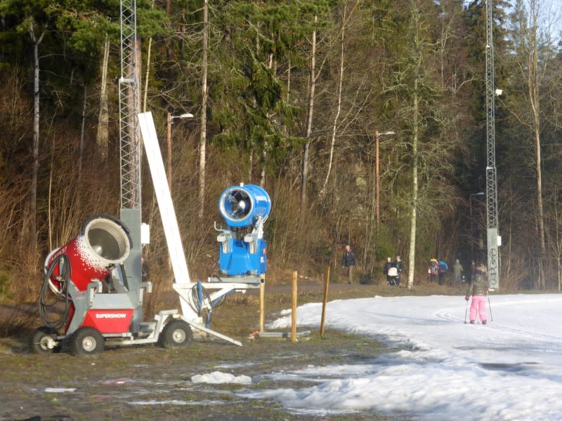 Two snow canons are pictured in Oslo