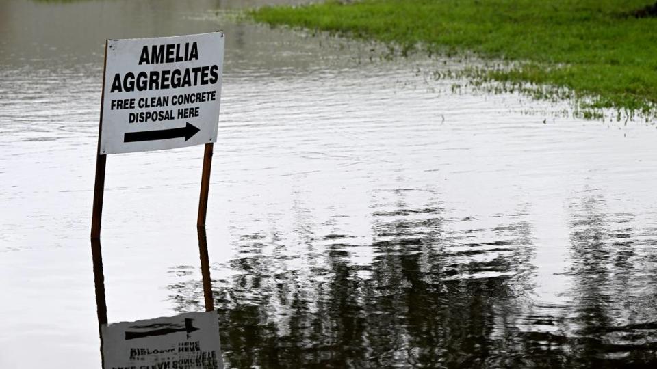 Several roads are closed in Manatee County on Monday, Aug. 5, 2024, after Hurricane Debby swept through the area.