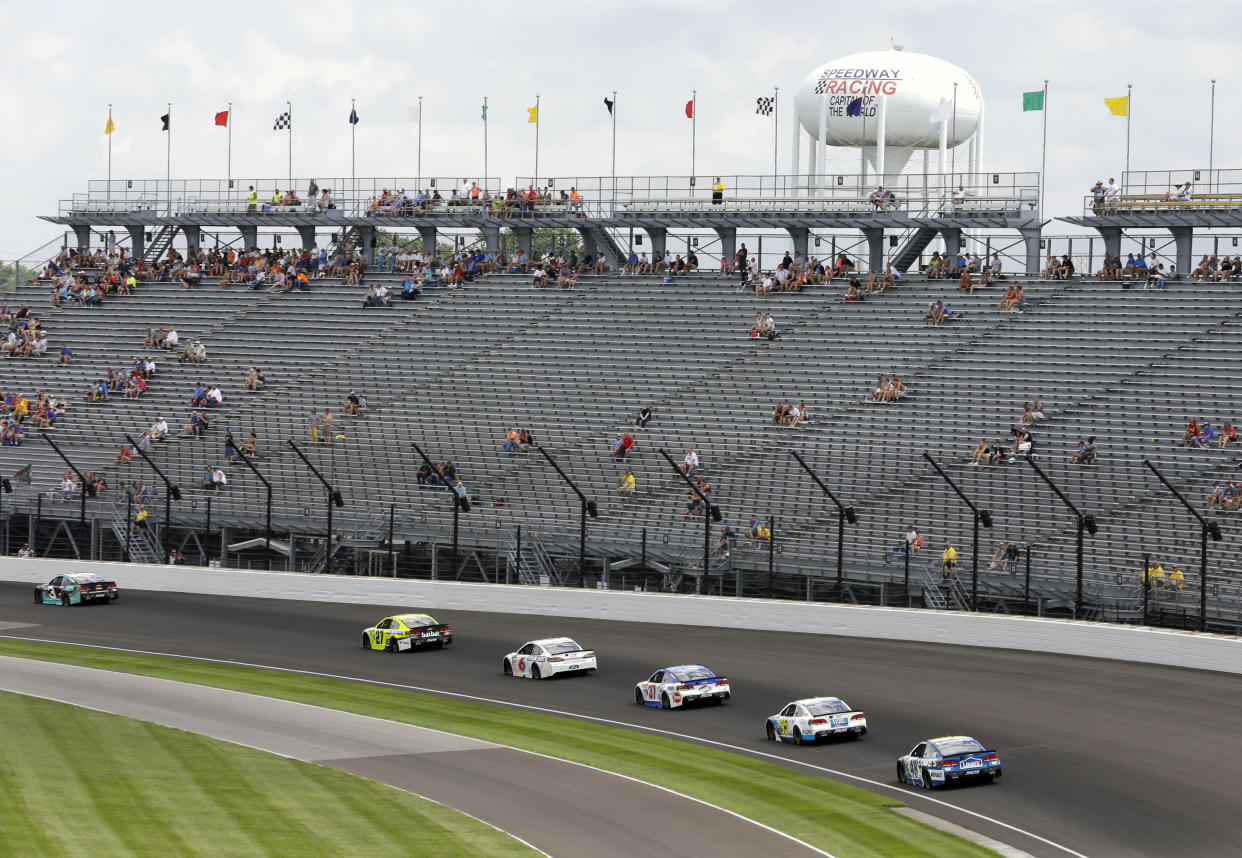 Grandstands that look like this are a reason the Brickyard 400 got moved to September. (AP Photo/Michael Conroy, File)