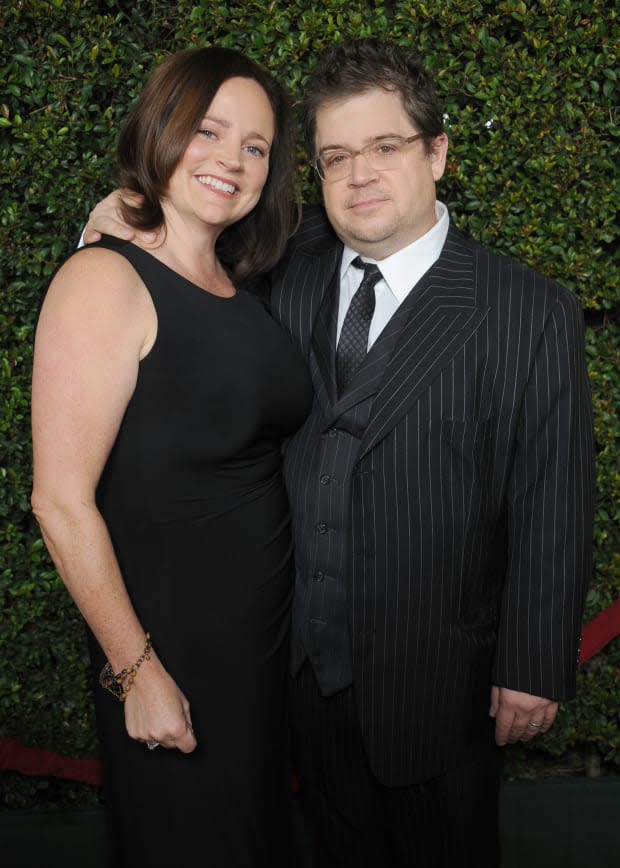 Patton Oswalt and wife Michelle McNamara arrive at the "Young Adult" Los Angeles premiere at AMPAS Samuel Goldwyn Theater on Dec. 15, 2011, in Beverly Hills, California.<p><a href="https://www.gettyimages.com/detail/135998913" rel="nofollow noopener" target="_blank" data-ylk="slk:Gregg DeGuire/Getty Images;elm:context_link;itc:0;sec:content-canvas" class="link ">Gregg DeGuire/Getty Images</a></p>