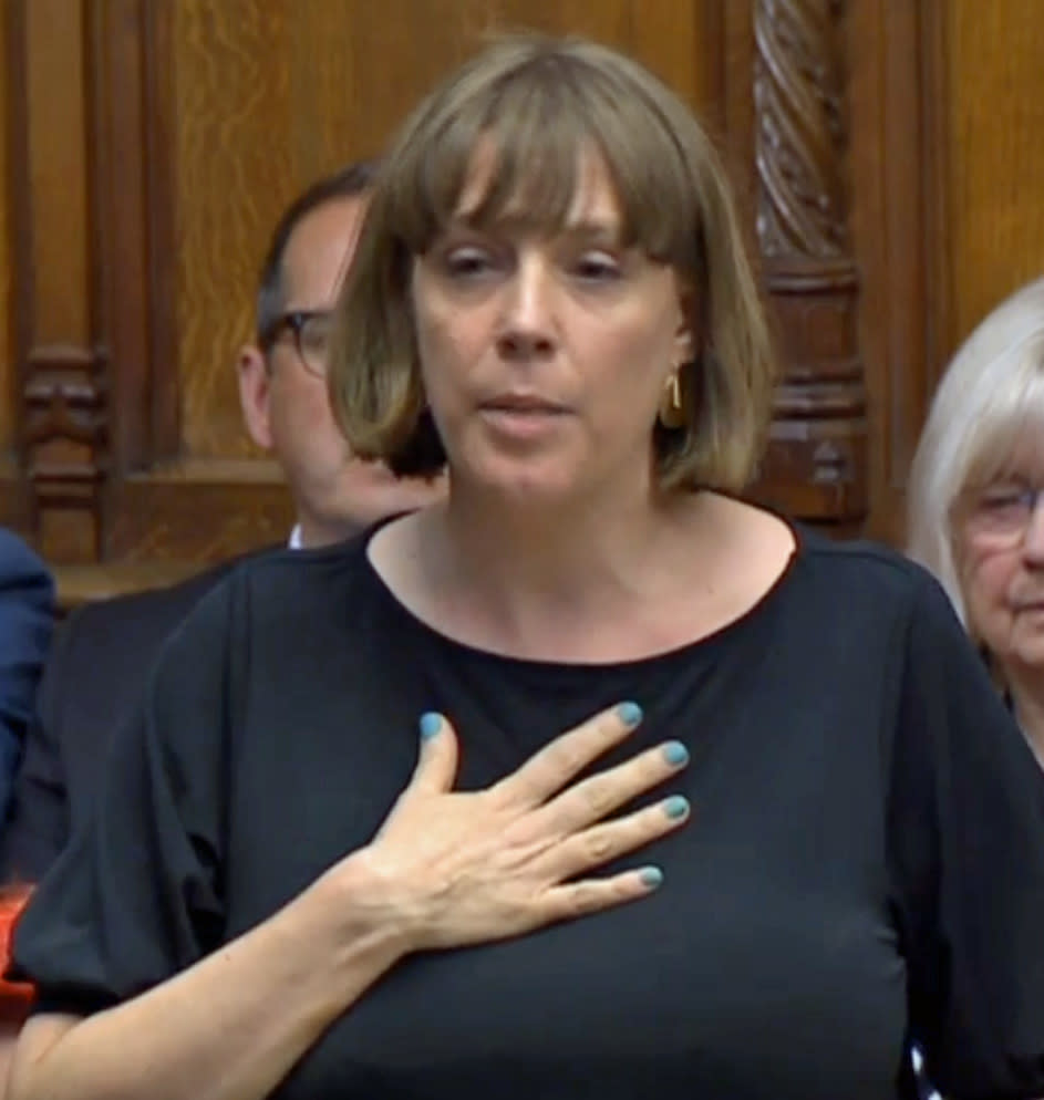 Labour MP Jess Phillips (Birmingham Yardley) speaking in the House of Commons in London when she raised concerns about Prime Minister Boris Johnson's language in the Commons during Wednesday's heated exchanges.